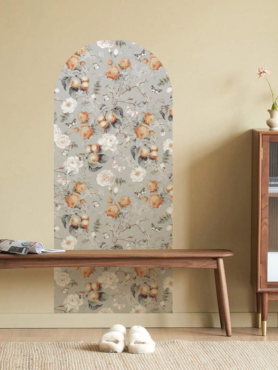 21.25*47.2 英寸*1入組防水啞光壁紙,優雅的植物花弓貼紙,襖頭磚墻壁貼,波希米亞風格的室內藝術創意壁紙 - 彩色 - 查看 1