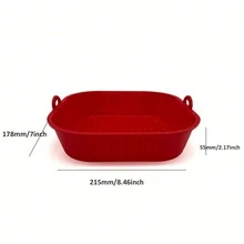 1入組空氣炸鍋矽膠盆,8.5英寸空氣炸鍋籃,配件,可重複使用的空氣炸鍋墊,可替代牛油紙,無需清洗空氣炸鍋（紅色） - 紅色 - 查看 2