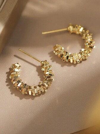 1對時尚S925純銀花椰菜藝術設計耳環，適合女性日常佩戴、約會和派對的假日