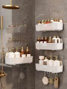 1個浴室掛壁收納架,免打孔美容用品收納架,適用於洗臉盆 - 白色 - 查看 5