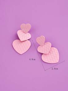 1對情人節彩繪心形耳環 - 淺粉色 - 查看 3