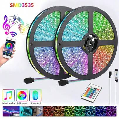 98.4Ft/65.6 Feet LED Strip Light, RGB 3535 Color Changing Light Strip, Intelligent Light Strip, 24 Key Remote Control With Application Control Night Light, Decorated Living Room, Halloween Decor
