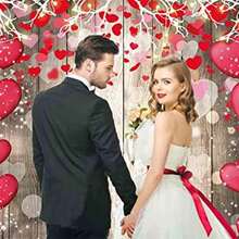 2.1*1.5m Large Valentine'S Day & Wedding & Proposal Party Decor Vinyl Backdrop - Valentine's Day Background Cloth Type a - View 2