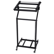 Adjustable Rack Mount Studio Equipment Rolling DJ Mixer Stand Stage Cart Music Party Show 16U - Black - View 10