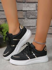 New Arrival Women's Cross-Border Breathable Pu Comfortable Casual Sports Shoes - Black - View 4