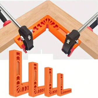 1pc Right-Angle Positioning Ruler Auxiliary Positioner 4-Inch Woodworking Tool Plastic Right-Angle Ruler Angle Ruler Holder Orange
