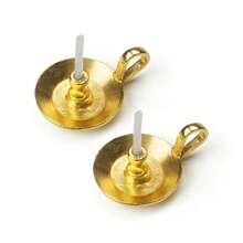 2入組迷你蠟燭和燭臺娃娃屋裝飾配件,迷你裝飾品 - 金色 - 查看 1