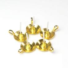 2入組迷你蠟燭和燭臺娃娃屋裝飾配件,迷你裝飾品 - 金色 - 查看 5