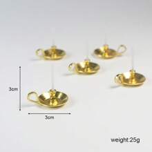 2入組迷你蠟燭和燭臺娃娃屋裝飾配件,迷你裝飾品 - 金色 - 查看 2