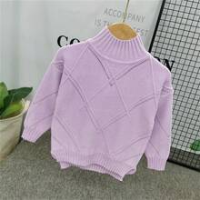 Little Girl Turtleneck Children's Fashion Sweater - Mauve Purple - View 2