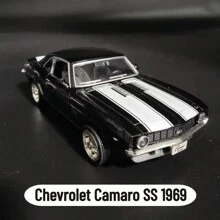 Makeda 1/36雪佛蘭camaro Ss 1969車模,金屬迷你藝術車輛內飾裝飾模型玩具,聖誕禮物兒童玩具 - 黑色 - 查看 3