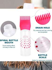 Shampoo Bottle, Dry Cleaning Bottle, Hair Dye And Hair Care Bottle, Transparent Rinse Graduated Bottle, Squeeze Hair Care Tool 1 Pack - Pink - View 4