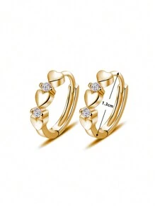 1 Pair Teenagers Cubic Zirconia Elegant Hoop Earrings For Daily Decoration For Party Jewelry Birthday Gift - Yellow Gold - View 4