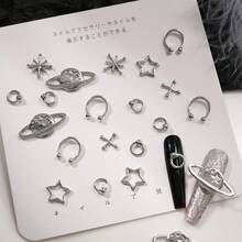 12pcs/Set 6 Style Assorted Mixed Alloy Nail Art Charm For Vintage Punk Style, Charm Design Decoration - Silver - View 3