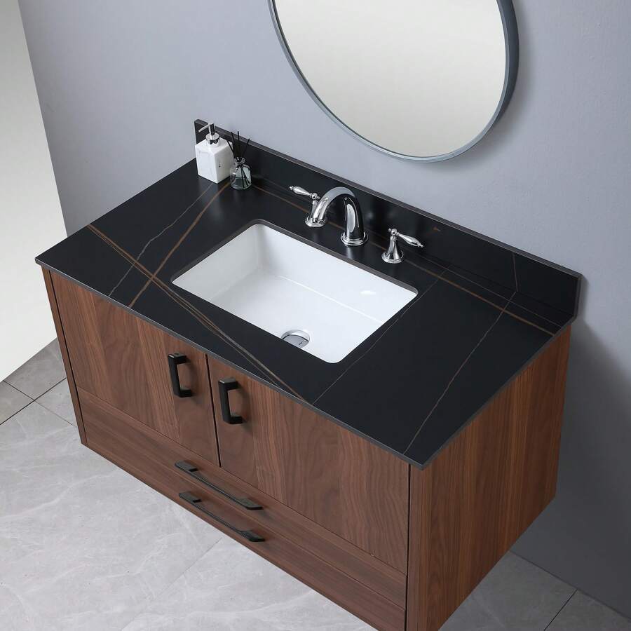 Montary Bathroom Vanity Top With Undermounted Large Ceramic Sink