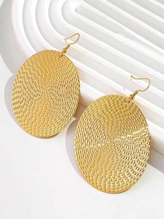 1pair Fashionable Minimalist Exaggerated Large Round Disc Hoop Earrings