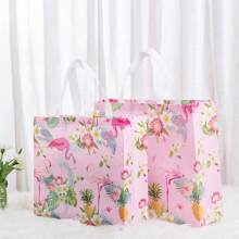1pc Pink Waterproof Film Covered Flamingo Clothing Storage Bag, Handbag, Shopping Bag - Pink - View 1