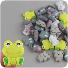 1只全新的卡通動物形矽膠珠子,適用於兒童diy藝術手工藝品,矽膠珠子首飾配件 - 白色 - 查看 5