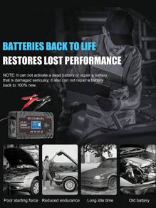 12V 8A Automatic Battery Charger Digital Display Pulse Repair LCD Display Smart Car Charger For GEL Lead-Acid WET Battery EU Plug - Black - View 10