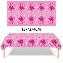 1 Stück rosa Prinzessin Party Plastik Tischdecke 54* 108 Zoll, Glücklicher Geburtstag Tischdecke für Mädchen, einweg Tischdecke für Prinzessin Themen Geburtstagsparty Dekoration, Weihnachten - Pink - Übersicht 3