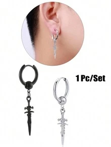 男士耳環,不鏽鋼十字箭頭耳釘,嘻哈街頭情侶耳飾,男士時尚耳夾 - 1 Pc/Set - 查看 9