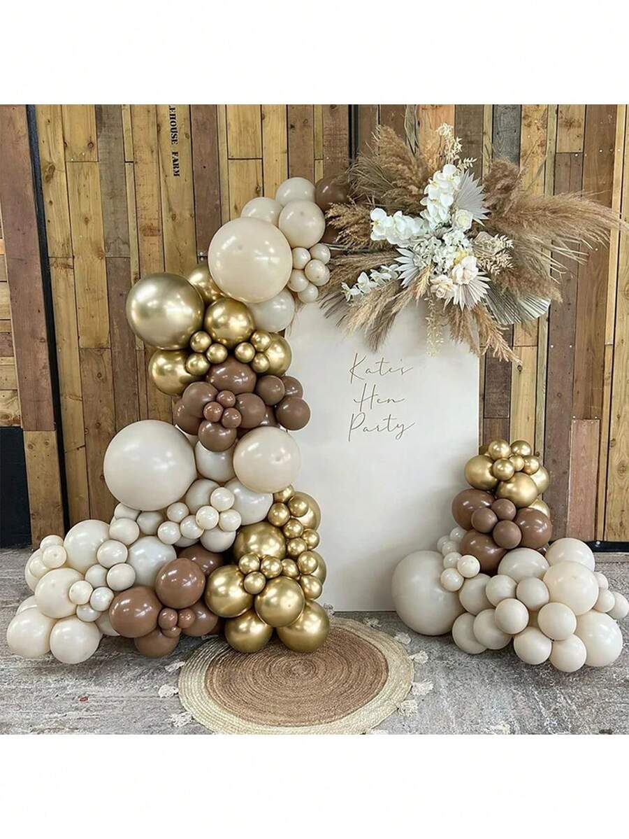 139入組沙色、白色、咖啡色和金色乳膠氣球套裝,適用於兒童生日、婚禮、嬰兒派對、節日派對和背景裝飾 - 彩色 - 查看 1