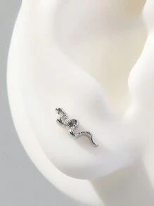2 chiếc khuyên tai hình con rắn bằng thép không gỉ, khuyên tai sụn ít gây dị ứng thích hợp cho ngày lễ tình nhân, ngày của mẹ, tiệc sinh nhật, tiệc quán bar, đeo hàng ngày - Bạc - Xem 1