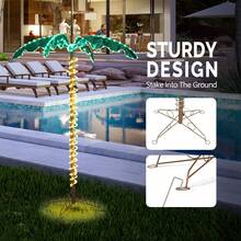 5FT Lighted Palm Trees For Outdoor Patio, Tropical Light Up LED Palm Tree W/ 207 LED Lights, Artificial Rope Light Palm Tree Decor For Outdoor, Indoor, Holiday, Backyard, Poolside, Garden, Yard, Lawn - Green - View 6