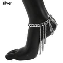 2pcs Metal Tassel Shoe Chains Hiphop Style Multi-Layered Geometric Metal Chain Bridal Leg Decoration - Multicolor - View 8