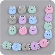 1只新款兒童藝術和手工藝品卡通青蛙造型矽膠珠,創意卡通兒童矽膠彩色珠,diy手工珠寶配件 - 藍色 - 查看 3