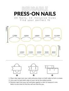 24入組短方形假指甲,帶流融的頭髮和雪花圖案,增強您的魅力,適合穿著跳舞,附有果凍膠、指甲銼、和一根棒子