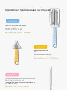 便攜旅行奶瓶清潔刷套裝,可擴展液體矽膠瓶刷,奶嘴刷,瓶架,吸管清潔刷,皂液器 - 藍色 - 查看 8