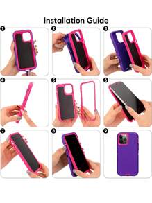 Burgundy 3-Layer Full Body Heavy Duty Protective Case Compatible With Apple, Made Of Tpu+Pc Material, Shockproof/Dustproof/Anti-Drop - Burgundy - View 7