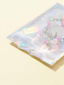 20Pcs 15x10cm Rectangle Zip Lock Plastic Bags, Resealable Bags - Silver Gray - View 4