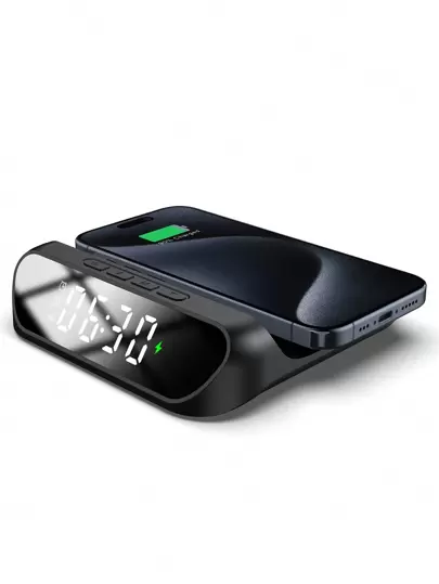 15W 2-In-1 Wireless Charger & Clock, Compatible With Qi-Enabled Smartphones, Suitable For IPhone 8/X/11/12/13/14/15/16/17 Series Wireless Charger