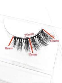 5 對半眼假睫毛 8-13 毫米,自然捲髮,蓬鬆簡約風格；適合貓眼和狐狸眼造型和派對 - 尖尾漫畫款 - 查看 3