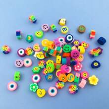 15/30/50g(顏色隨機)直孔柔軟陶瓷珠,適用於diy手鍊,項鍊和手機鏈製作,可愛diy配件套裝,情人節禮物 - 多色2 - 查看 8