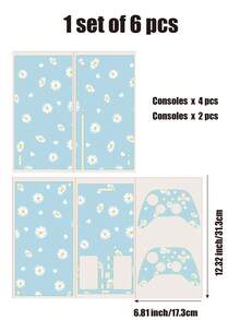1 Set Blue & White Acrylic Paint Close-Up Floral Pattern Pvc Self-Adhesive Sticker For Xbox Series X Game Console - Multicolor - View 3
