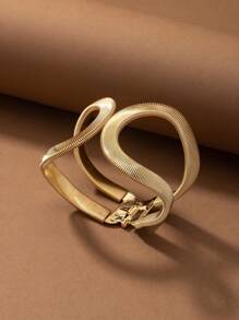 European And American Style Simple Fashion Metal Texture Striped Personalized Bracelet Retro Personalized Women Valentine's Day Gift - Yellow Gold - View 2