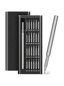 Precision Screwdriver Set, 24 In 1 Mini Magnetic Small Screwdriver Set Case For PC, Eyeglasses, Computer, Electronic, Watch Repair Kit With Phillips And Star Tiny Screw Driver - Black - View 1