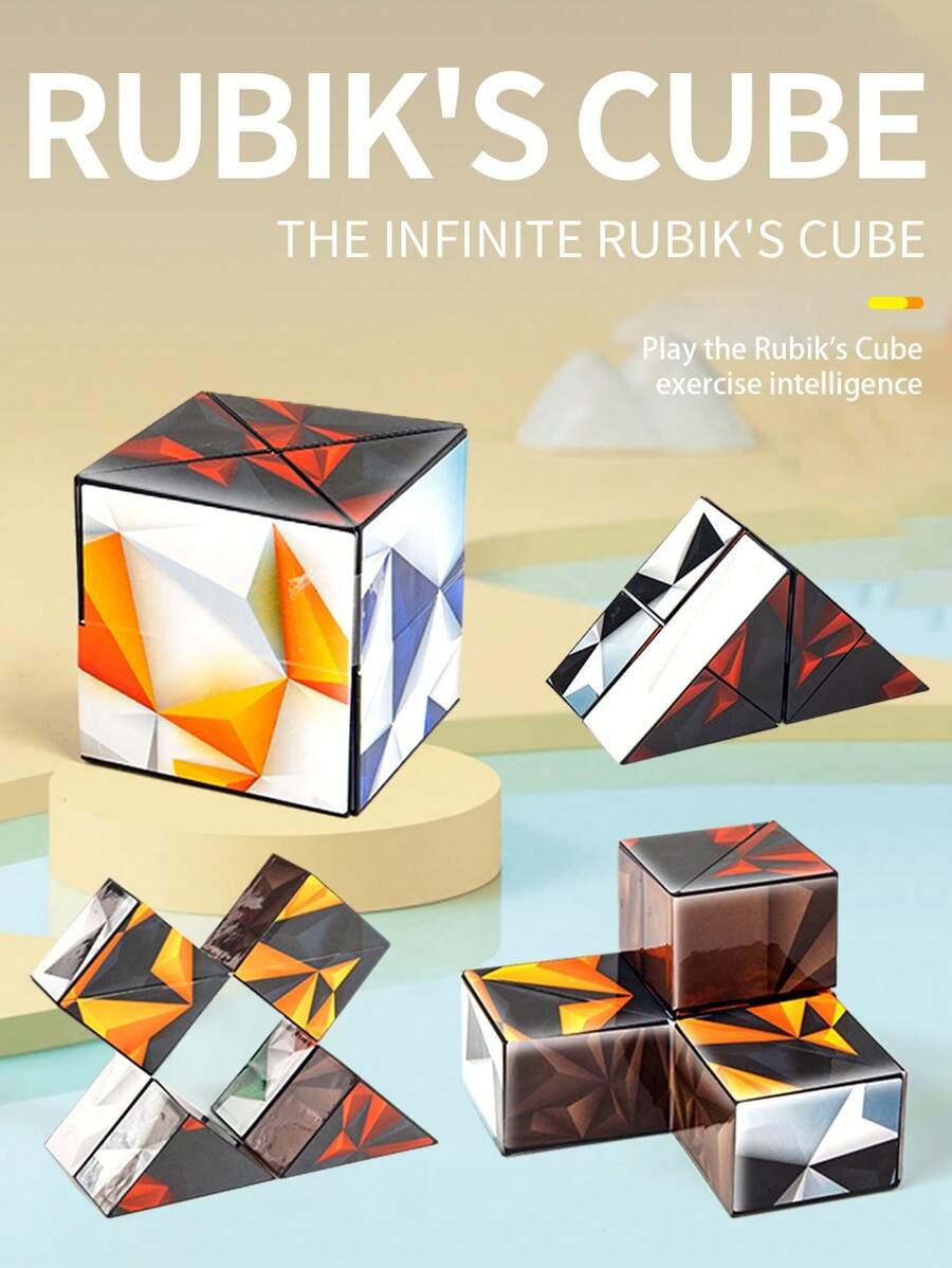 Multi-Functional Infinity Cube Puzzle Toy Which Can Transform Into Various Shapes, Great Gift For Relieving Stress And Killing Time - Burgundy - View 1
