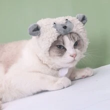 New Arrival Winter Warm Cute Sheep & Cat Shape Hooded Pet Hat For Both Cats And Dogs - White - View 2