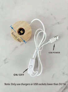 Crystal Ball Lamp Base, Wooden Lamp Base - Yellow - View 2