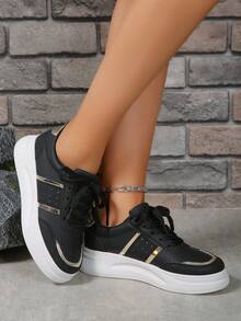 New Arrival Women's Cross-Border Breathable Pu Comfortable Casual Sports Shoes - Black - View 6