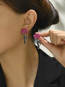 1對最新性感亮片嘴唇和手勢設計耳環,個性化藝術耳環,適用於優雅的女性和女孩,合金珠寶配飾,情人節情侶禮物,日常佩戴 - 耳飾 - 查看 6