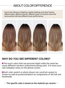 渐变棕色中长直发假发，带刘海，女士合成假发，时尚百搭，可搭配耐热天然头发，适合日常角色扮演派对 - 漸層 - 查看 8