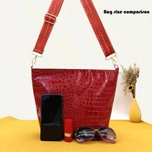 鱷魚紋肩帶女包,歐美風格大容量手提包和斜跨包,適合女士使用 - 酒紅色 - 查看 3