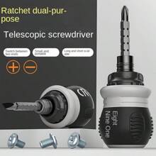 1pc Ratchet Screwdriver Set Household Double-Headed Multi-Functional Special-Shaped Plum Cross Dual-Purpose Retractable Small Screw Batch - Multicolor - View 6