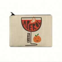 Aperol Spritz Cocktail Print Carry-All Pouch Cosmetic Bag Canvas Bag Pencil Bag, Coin Bag Makeup Bag Make Up Organizer Makeup Storage Make Up Bag - White - View 1
