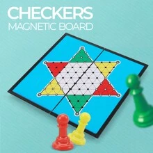 Magnetic Chess Set Foldable Portable Storage Travel Games Family Friends Gathering 2-3 Persons Adult - Checkers - Big (2406) - View 1